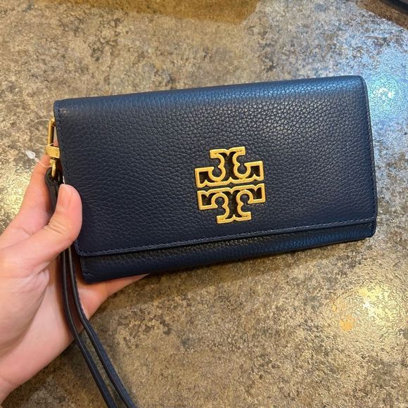NWT Tory Burch Long Snap Wallet Royal Navy - Picture 2 of 11